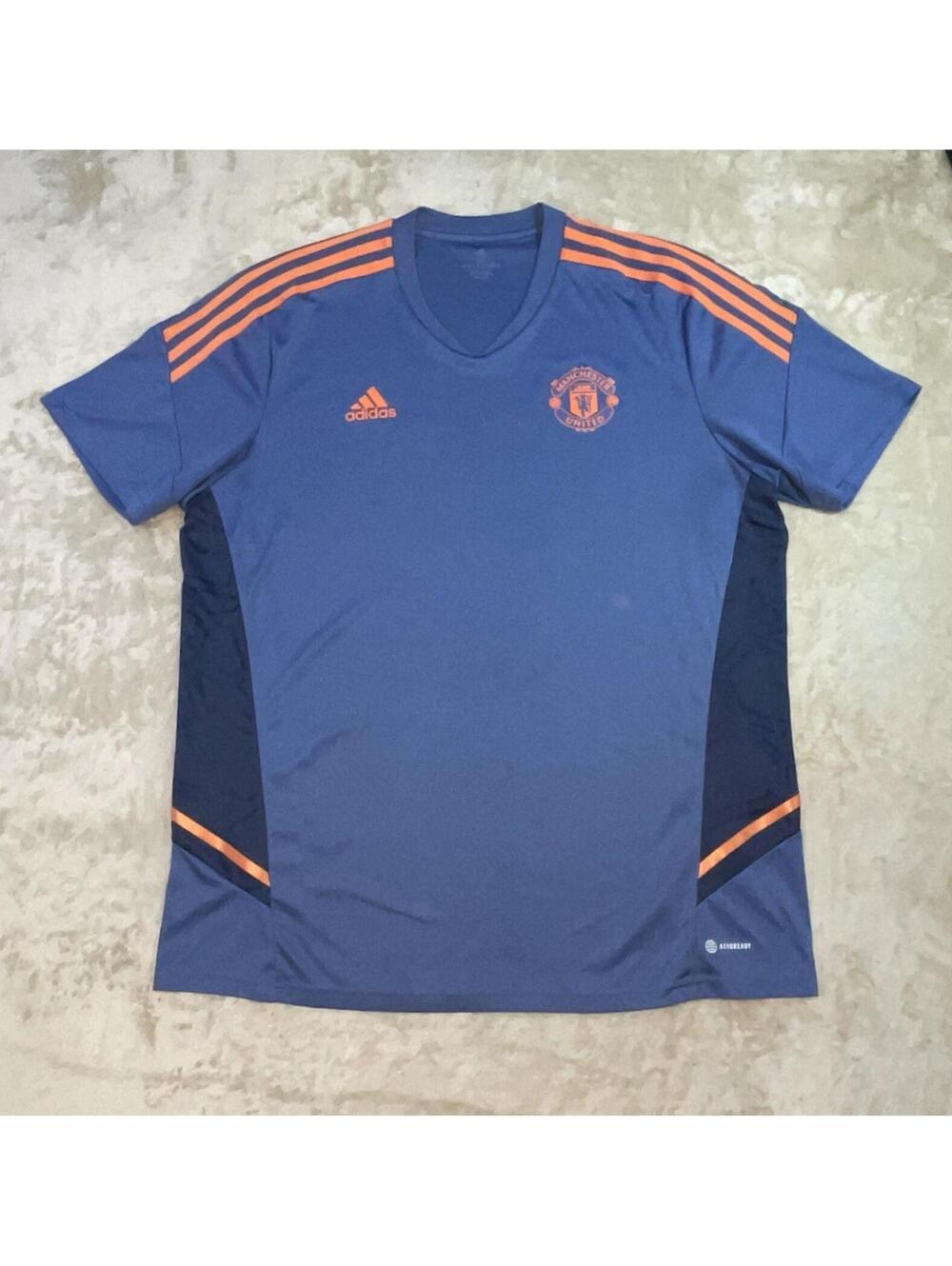 Manchester United '22-'23 Adidas Training Jersey Soccer Kit Blue Orange Mens 2XL